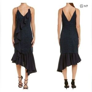C/MEO Collective Navy Blue Lace Midi Dress